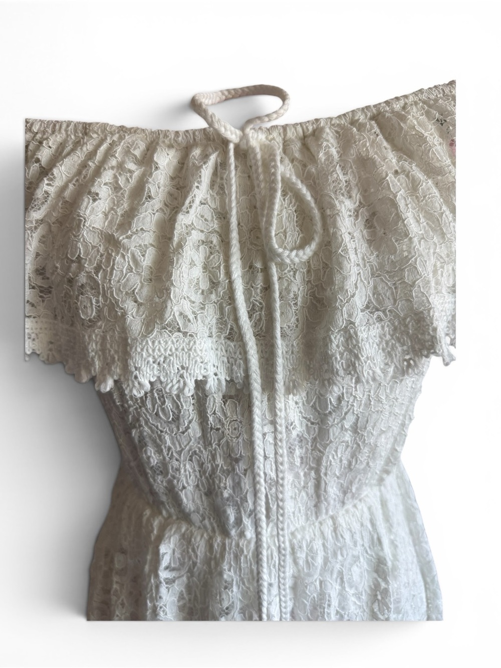 🇮🇹🍋NWT MADE IN ITALY White Lace High-Low Off-Shoulder Dress - Picture 2 of 4